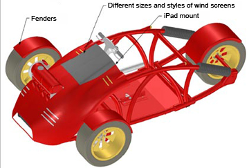 drawing of Trident motorcycle options